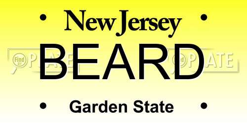 BEARD New Jersey License Plate