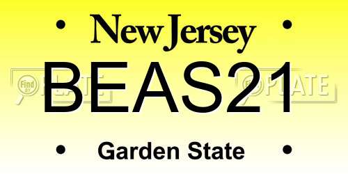 BEAS21 New Jersey License Plate