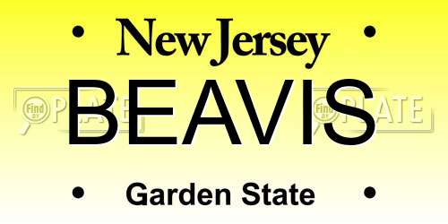 BEAVIS New Jersey License Plate