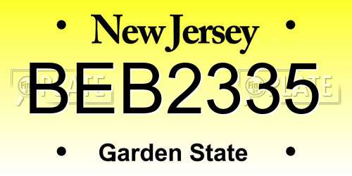 BEB2335 New Jersey License Plate