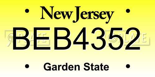 BEB4352 New Jersey License Plate