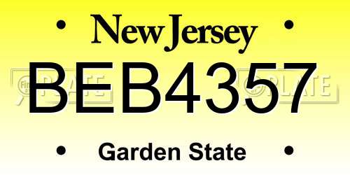 BEB4357 New Jersey License Plate