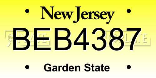 BEB4387 New Jersey License Plate
