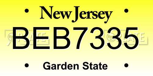 BEB7335 New Jersey License Plate