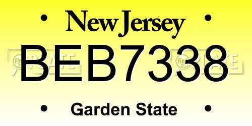 BEB7338 New Jersey License Plate