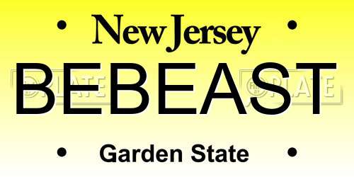 BEBEAST New Jersey License Plate