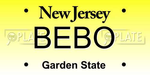 BEBO New Jersey License Plate