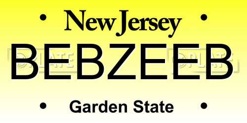 BEBZEEB New Jersey License Plate