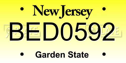 BED0592 New Jersey License Plate