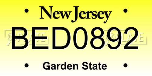 BED0892 New Jersey License Plate