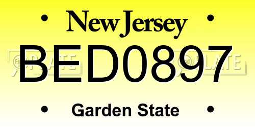 BED0897 New Jersey License Plate