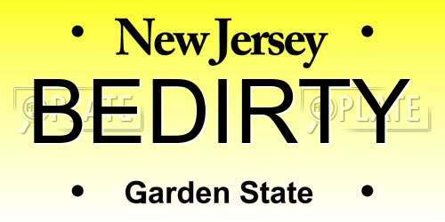 BEDIRTY New Jersey License Plate