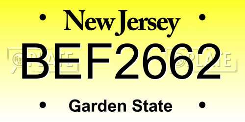 BEF2662 New Jersey License Plate