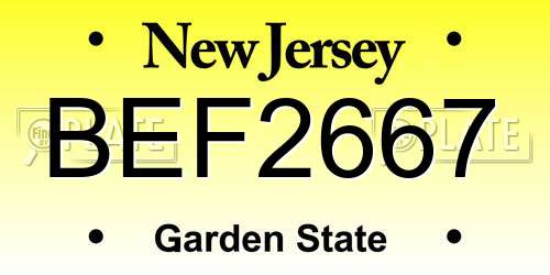 BEF2667 New Jersey License Plate