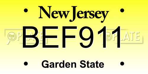 BEF911 New Jersey License Plate