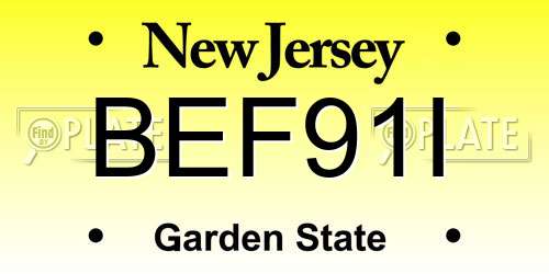 BEF91I New Jersey License Plate