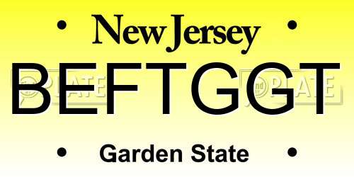 BEFTGGT New Jersey License Plate