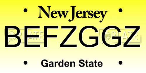 BEFZGGZ New Jersey License Plate