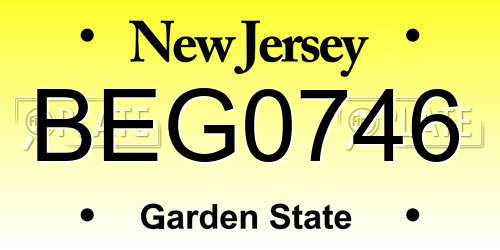 BEG0746 New Jersey License Plate