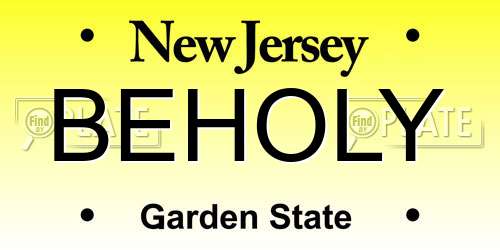 BEHOLY New Jersey License Plate