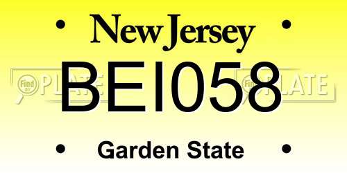 BEI058 New Jersey License Plate