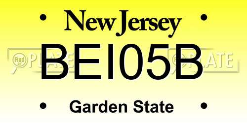 BEI05B New Jersey License Plate