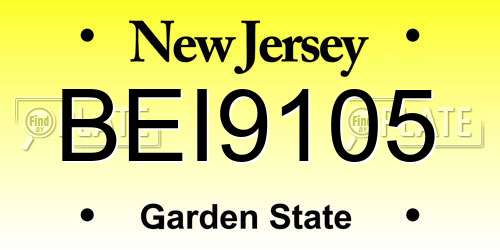 BEI9105 New Jersey License Plate