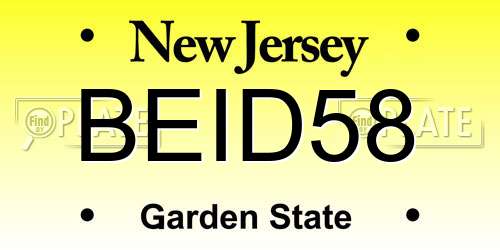 BEID58 New Jersey License Plate