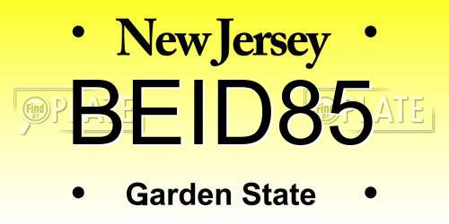 BEID85 New Jersey License Plate