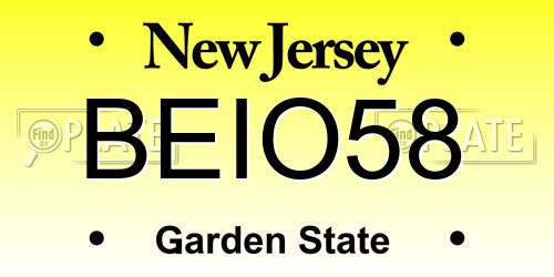 BEIO58 New Jersey License Plate