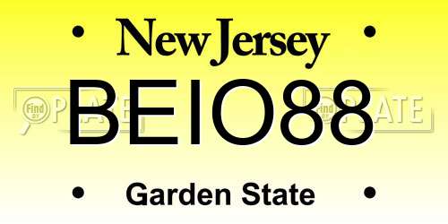 BEIO88 New Jersey License Plate