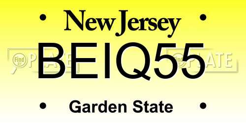 BEIQ55 New Jersey License Plate