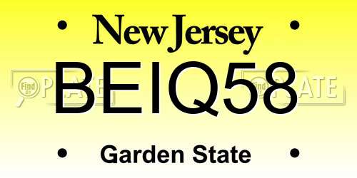 BEIQ58 New Jersey License Plate