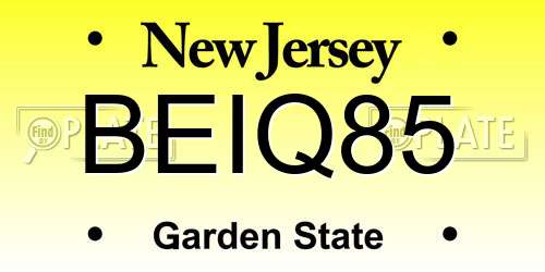 BEIQ85 New Jersey License Plate