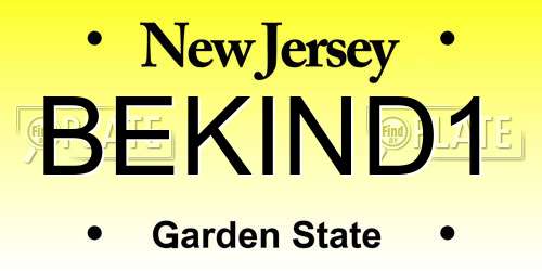 BEKIND1 New Jersey License Plate