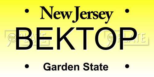 BEKTOP New Jersey License Plate