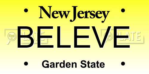 BELEVE New Jersey License Plate