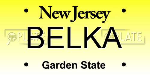BELKA New Jersey License Plate