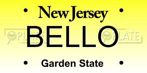 BELLO New Jersey License Plate
