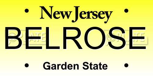 BELROSE New Jersey License Plate