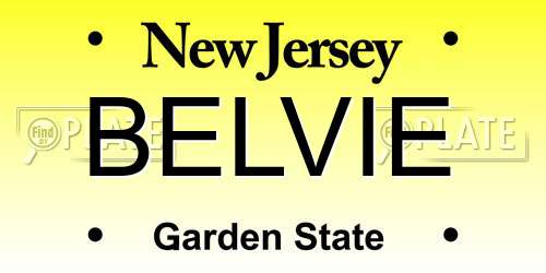 BELVIE New Jersey License Plate