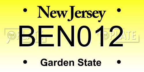 BEN012 New Jersey License Plate