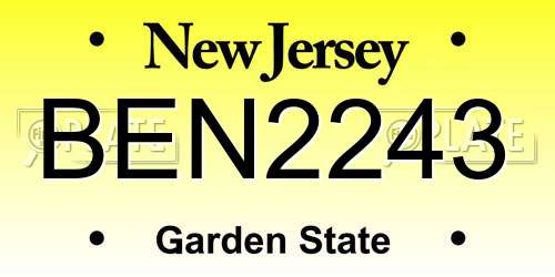 BEN2243 New Jersey License Plate