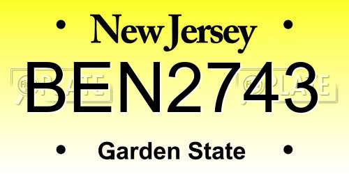 BEN2743 New Jersey License Plate