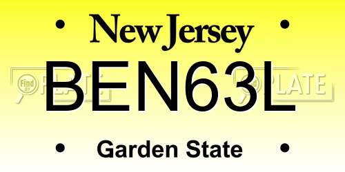 BEN63L New Jersey License Plate