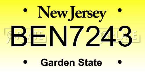BEN7243 New Jersey License Plate