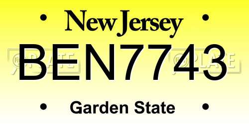 BEN7743 New Jersey License Plate