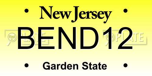 BEND12 New Jersey License Plate
