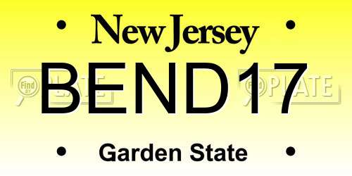 BEND17 New Jersey License Plate