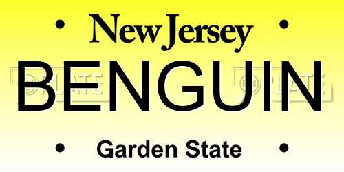 BENGUIN New Jersey License Plate